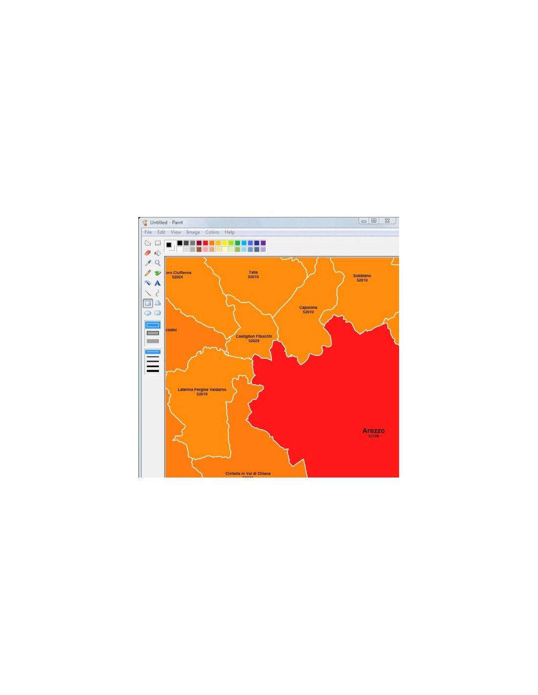 Mappa dei comuni e CAP della provincia di Arezzo jpg