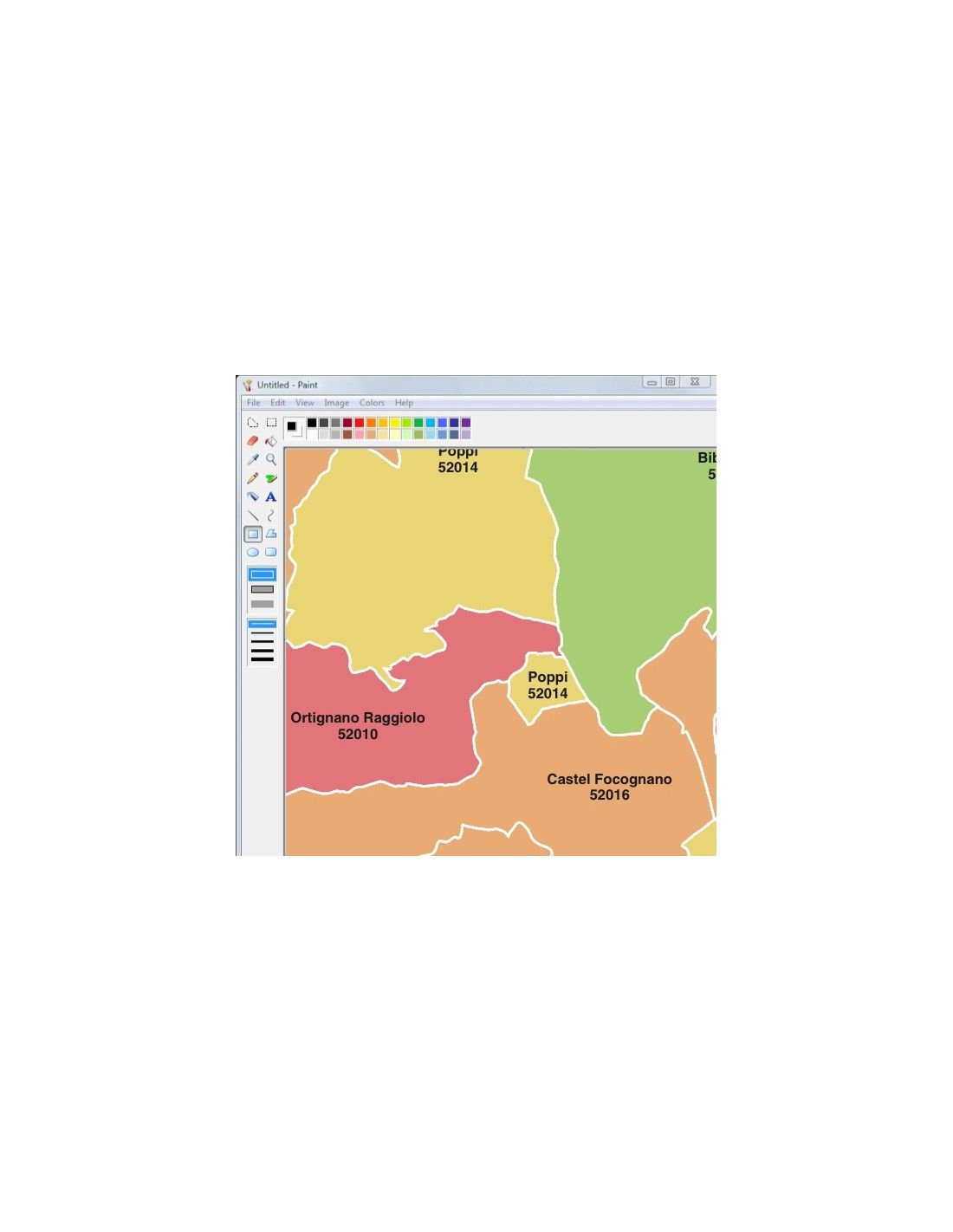 Mappa dei comuni e CAP della provincia di Arezzo jpg