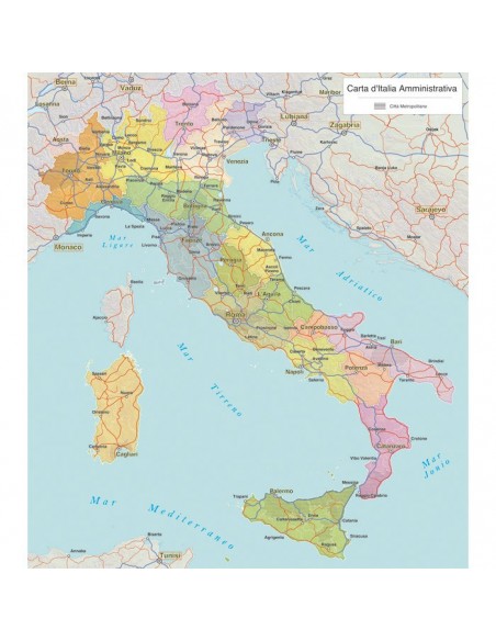 Mappa dell'Italia Politica - PANNELLO 100x115 cm